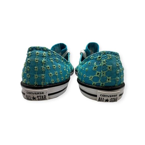 Converse All Star Sneakers blue/green Embroidered Eyelet Shoes women’s size 7 - Picture 7 of 12